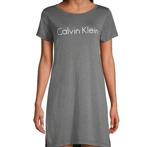 Calvin Klein Women's Gray Motive Short Sleeve Sleepshirt Nightgown Size Small